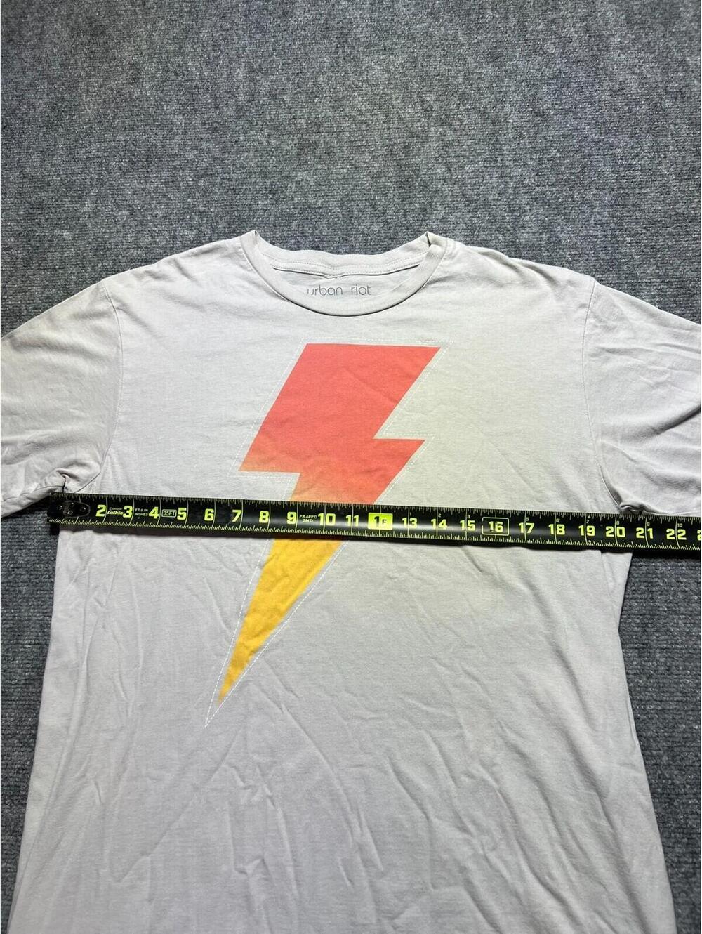 Mens Large Sub_Urban Riot White Fading Orange Lightning Bolt T-Shirt - Picture 5 of 6